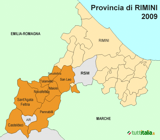 Nuovi comuni in Provincia di Rimini