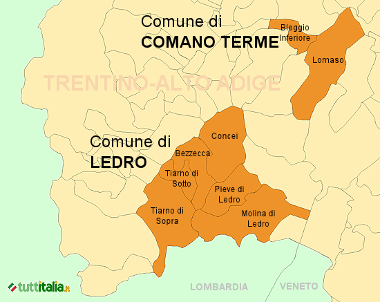 Cartina Ledro e Comano Terme