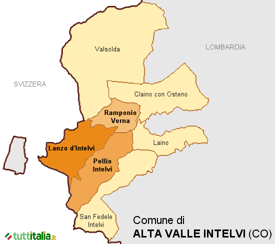 Cartina del Comune di Alta Valle Intelvi