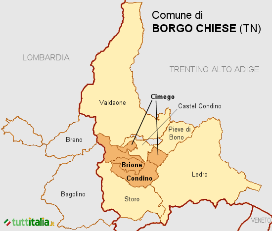 Cartina del Comune di Borgo Chiese