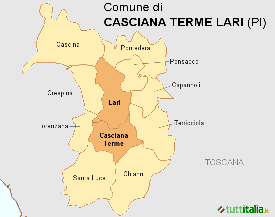 Cartina del Comune di Casciana Terme Lari