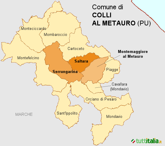 Cartina del Comune di Colli al Metauro