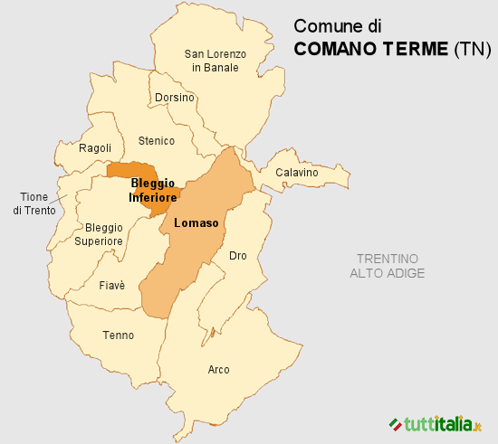 Cartina del Comune di Comano Terme