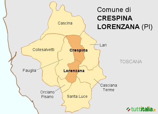 Cartina del Comune di Crespina Lorenzana