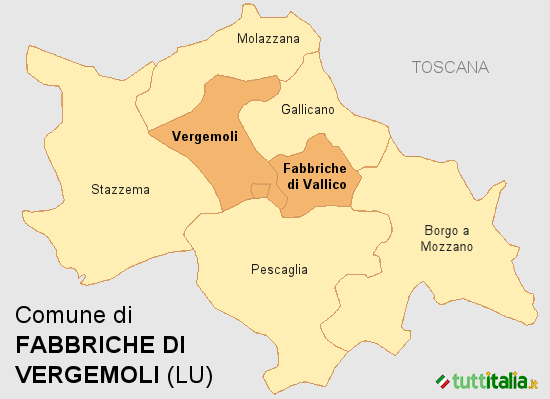 Cartina del Comune di Fabbriche di Vergemoli