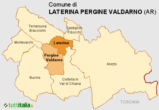 Cartina del Comune di Laterina Pergine Valdarno