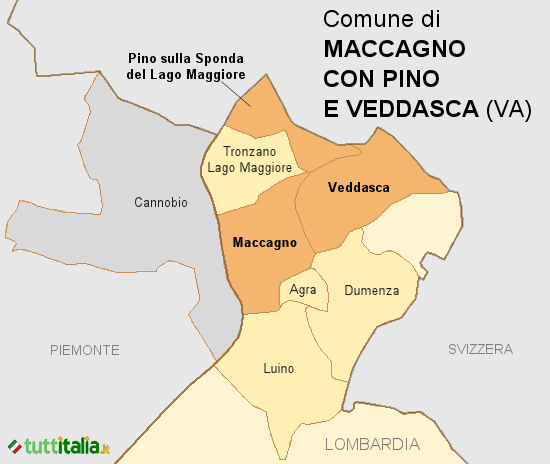 Cartina del Comune di Maccagno con Pino e Veddasca
