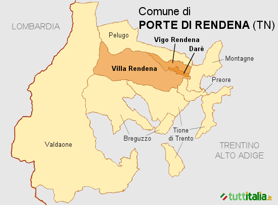 Cartina del Comune di Porte di Rendena