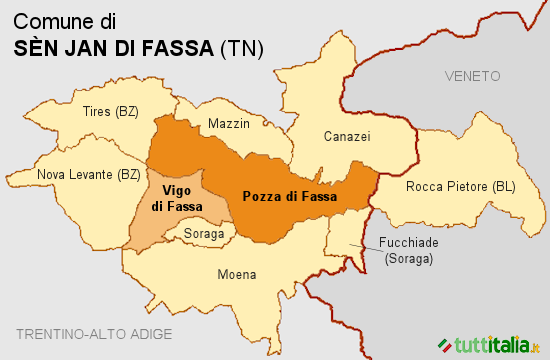 Cartina del Comune di San Giovanni di Fassa