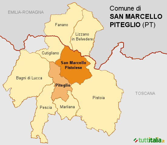 Cartina del Comune di San Marcello Piteglio