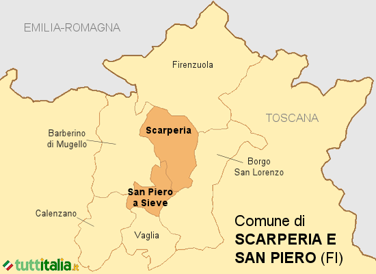 Cartina del Comune di Scarperia e San Piero