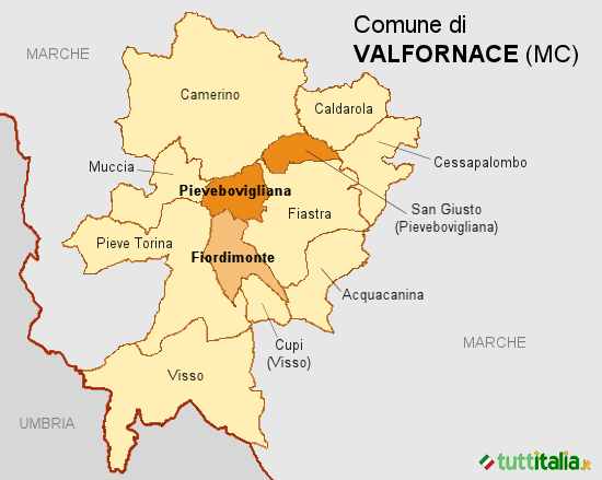 Cartina del Comune di Valfornace