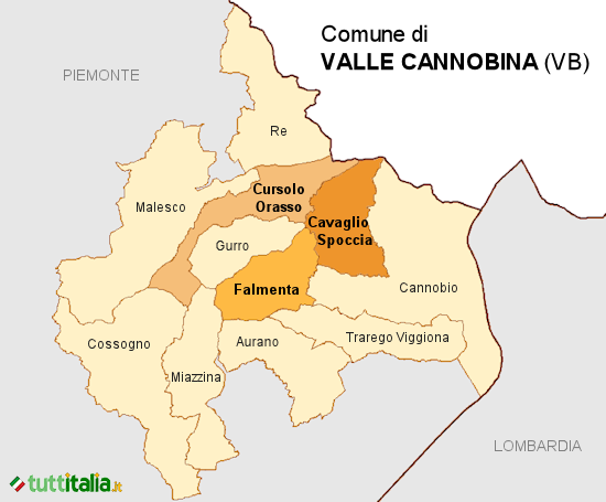 Cartina del Comune di Valle Cannobina