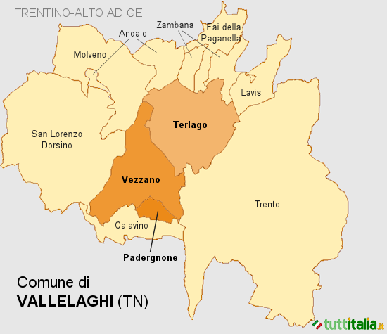 Cartina del Comune di Vallelaghi