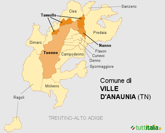 Cartina del Comune di Ville d'Anaunia
