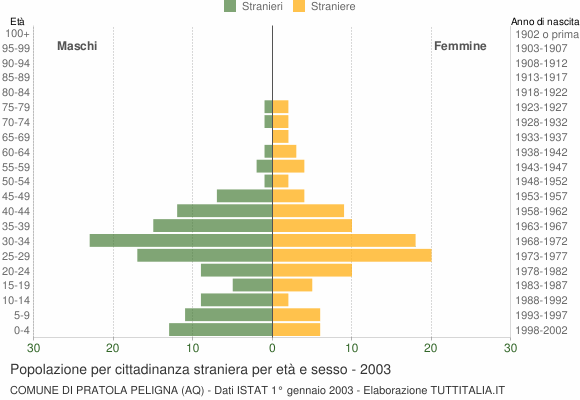 Grafico cittadini stranieri - Pratola Peligna 2003
