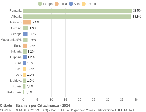 Grafico cittadinanza stranieri - Tagliacozzo 2024