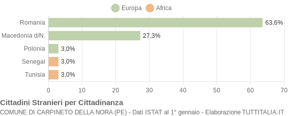 Grafico cittadinanza stranieri - Carpineto della Nora 2019