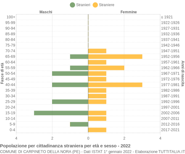 Grafico cittadini stranieri - Carpineto della Nora 2022