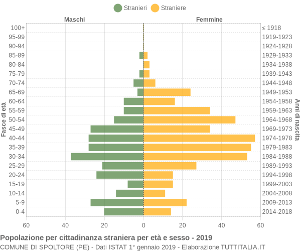 Grafico cittadini stranieri - Spoltore 2019