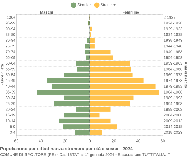 Grafico cittadini stranieri - Spoltore 2024