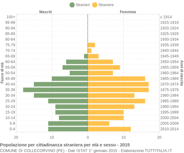 Grafico cittadini stranieri - Collecorvino 2015