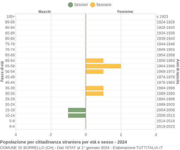 Grafico cittadini stranieri - Borrello 2024