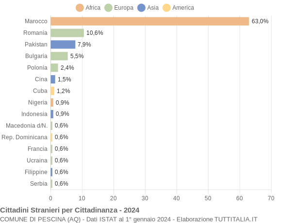 Grafico cittadinanza stranieri - Pescina 2024