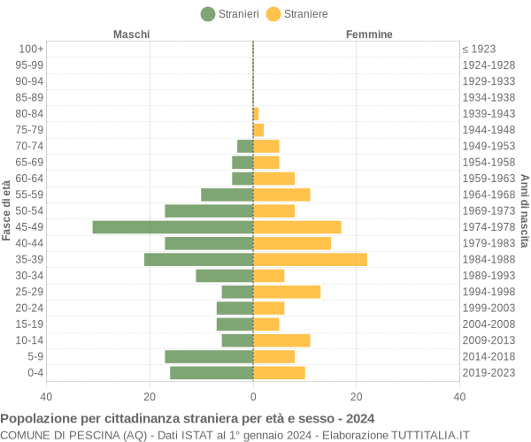 Grafico cittadini stranieri - Pescina 2024