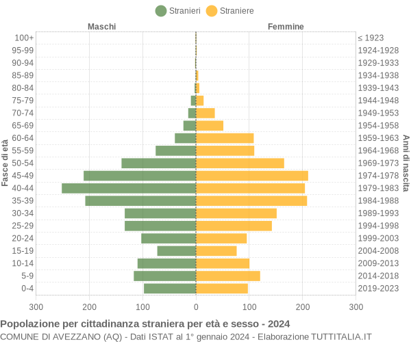 Grafico cittadini stranieri - Avezzano 2024