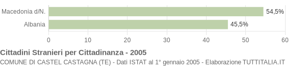 Grafico cittadinanza stranieri - Castel Castagna 2005