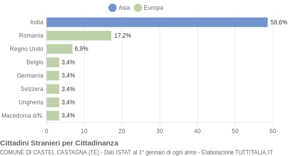 Grafico cittadinanza stranieri - Castel Castagna 2017