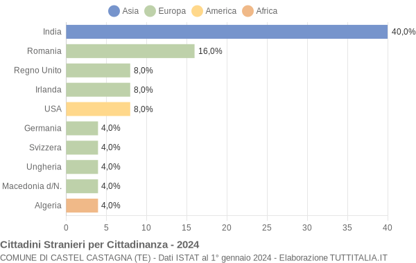 Grafico cittadinanza stranieri - Castel Castagna 2024