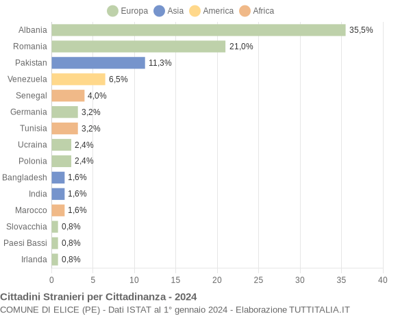 Grafico cittadinanza stranieri - Elice 2024