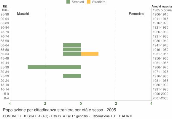 Grafico cittadini stranieri - Rocca Pia 2005
