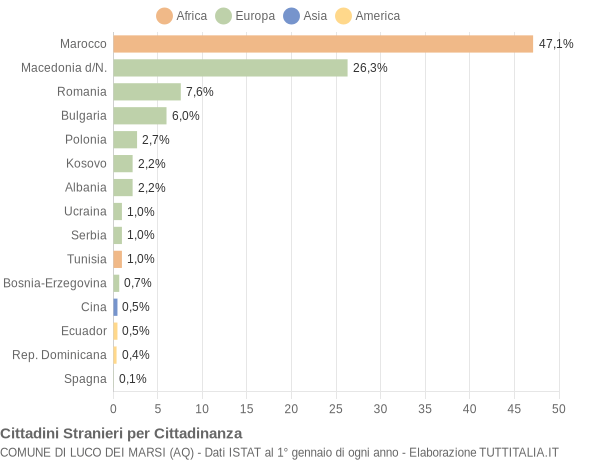 Grafico cittadinanza stranieri - Luco dei Marsi 2010