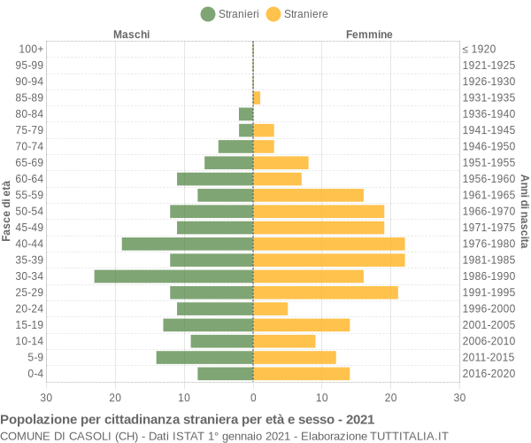 Grafico cittadini stranieri - Casoli 2021