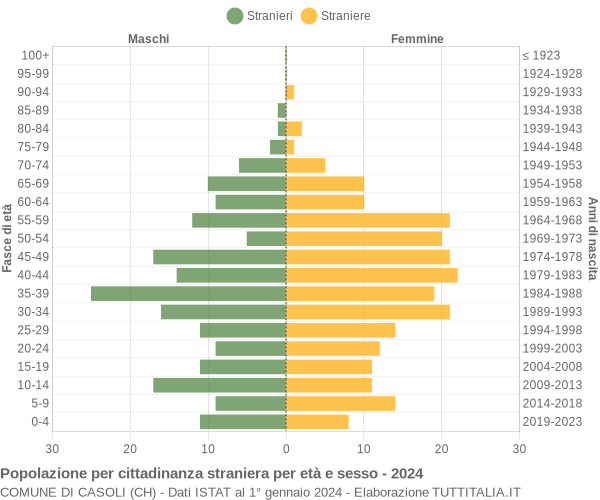 Grafico cittadini stranieri - Casoli 2024