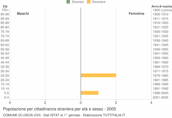 Grafico cittadini stranieri - Liscia 2005