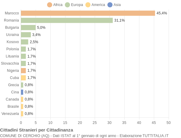 Grafico cittadinanza stranieri - Cerchio 2022