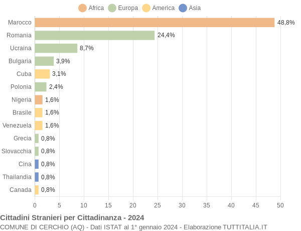 Grafico cittadinanza stranieri - Cerchio 2024