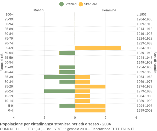 Grafico cittadini stranieri - Filetto 2004