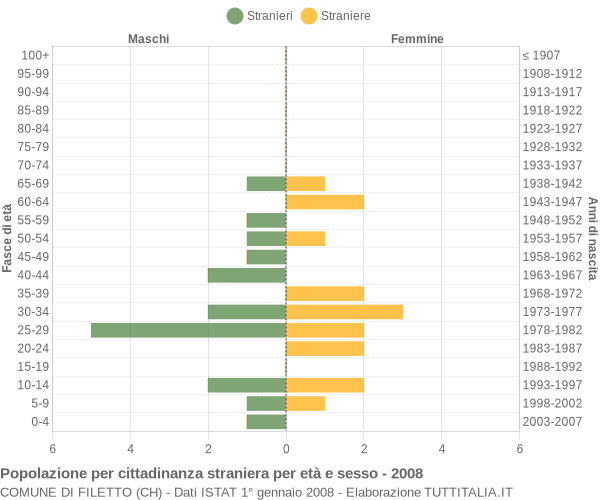 Grafico cittadini stranieri - Filetto 2008