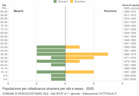 Grafico cittadini stranieri - Pescocostanzo 2005