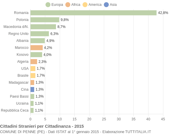 Grafico cittadinanza stranieri - Penne 2015