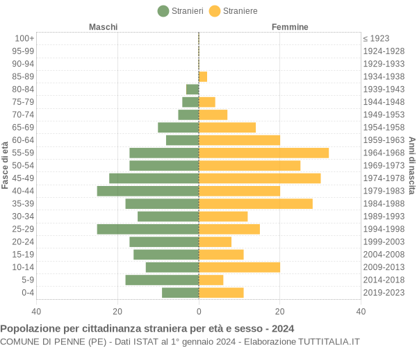 Grafico cittadini stranieri - Penne 2024