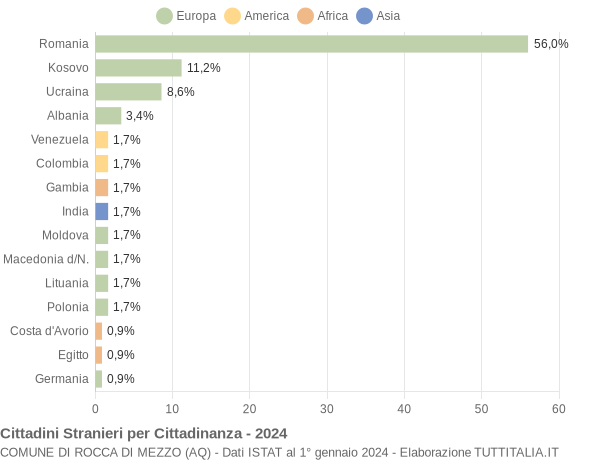 Grafico cittadinanza stranieri - Rocca di Mezzo 2024