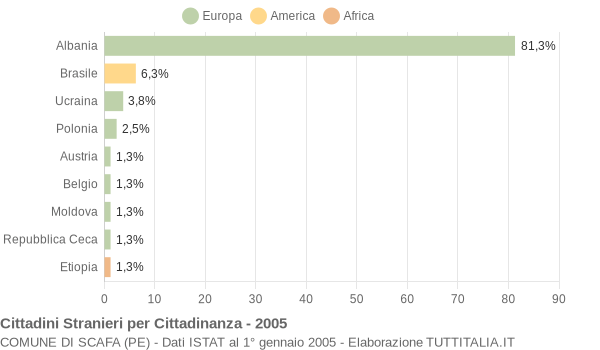 Grafico cittadinanza stranieri - Scafa 2005