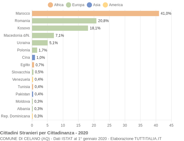 Grafico cittadinanza stranieri - Celano 2020