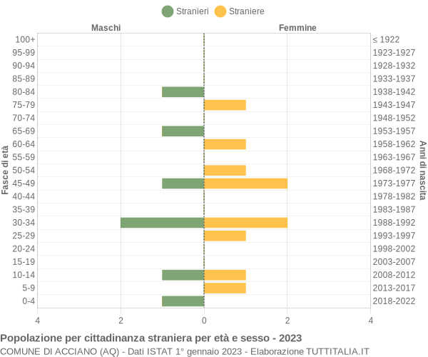 Grafico cittadini stranieri - Acciano 2023